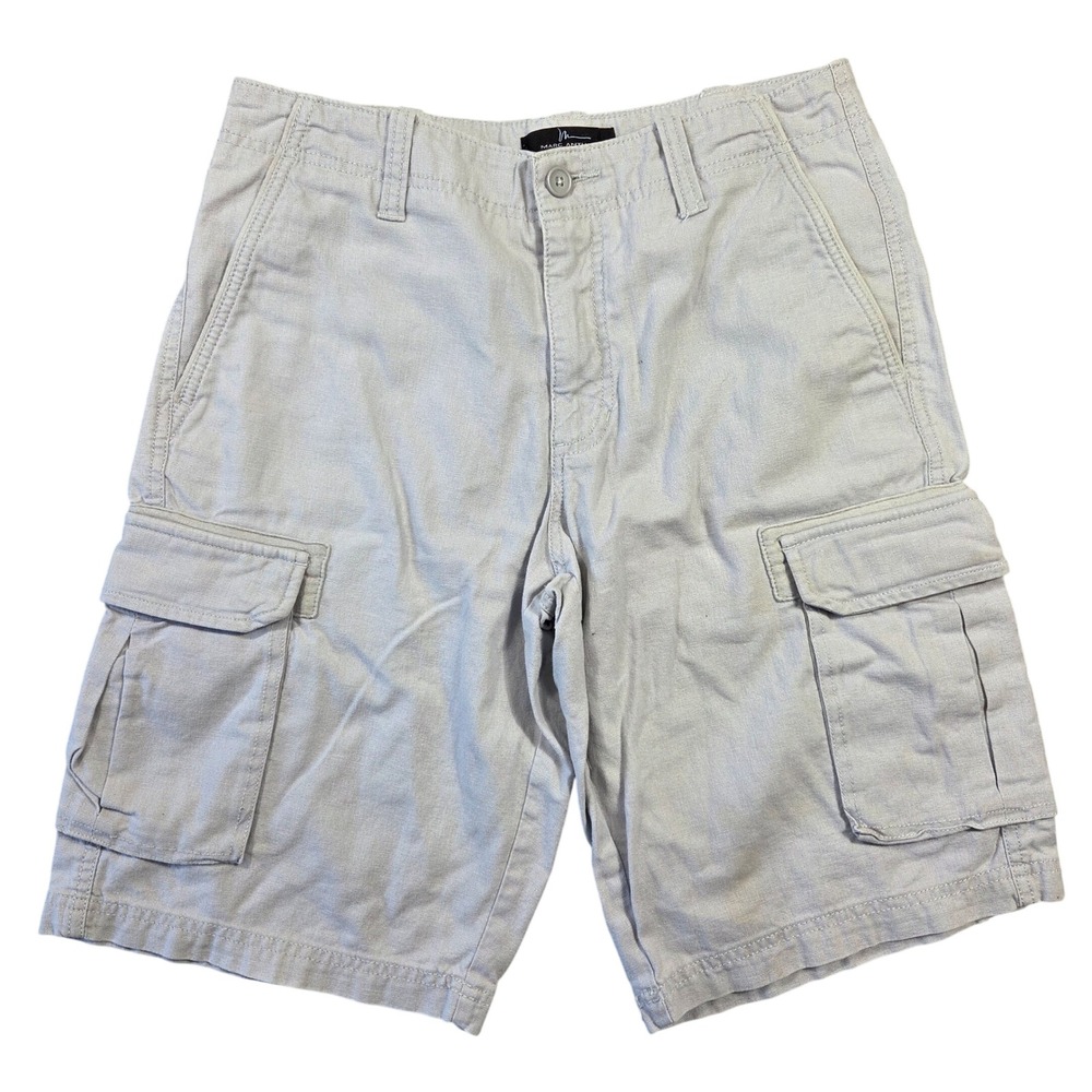 Marc Anthony Mens Linen Blend Cargo Shorts Light Gray Stone Size 30 Utility